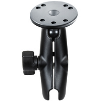 RAM-B-103U - RAM 1" Ball Standard Length Double Socket Arm with 2.5" Round Base that contains the AMPs Hole Pattern