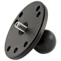 RAM-B-202AU - RAM 2.5" Round Base (AMPs Hole Pattern), 1" Ball & 1/4"-20 Threaded Male Post for Cameras