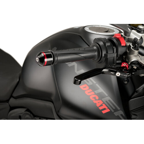 Puig Short Bar Ends (With Black Ring) For Ducati Monster 937 (2021 - Onwards)