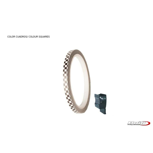 Puig Universal Wheel Rim Strips (Chequered Flag) - With Applicator