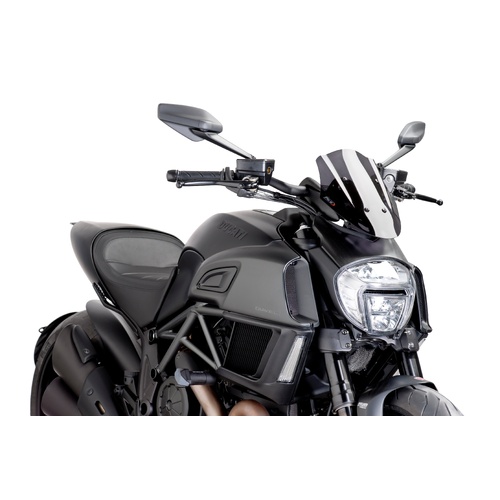 Puig Naked New Generation Sport Screen To Suit Ducati Diavel (2014-2018) - Dark Smoke