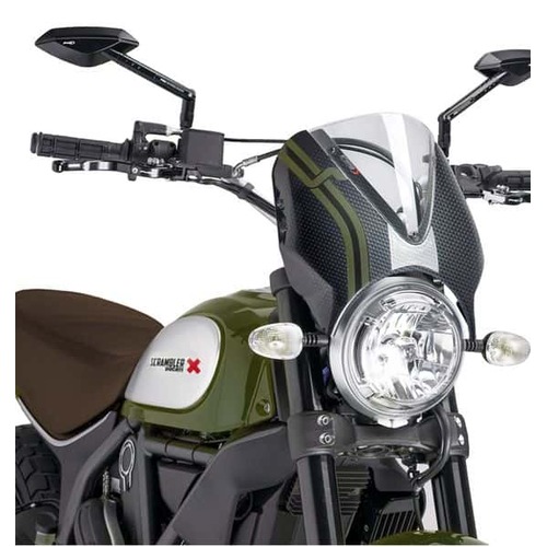 Puig Retrovision Screen Compatible With Various Ducati Scrambler Models (Clear)