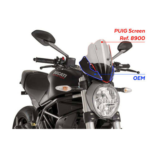 Puig New Generation Touring Screen For Various Ducati Monster Models (Clear)