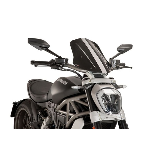 Puig New Generation Adjustable Touring Screen For Ducati X Diavel/S (2016 - Onwards) - Black