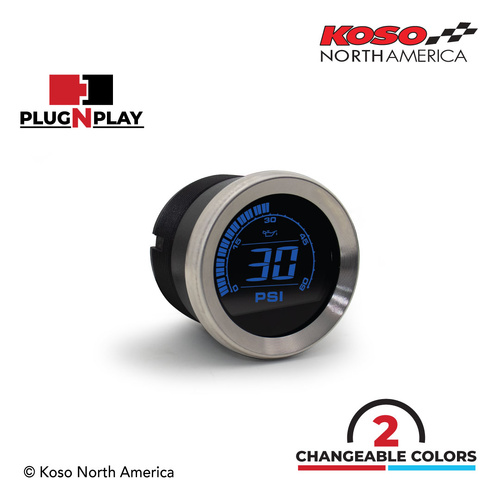 Koso HD-02P HARLEY-DAVIDSON 2'' OIL PRESSURE - SILVER BEZEL