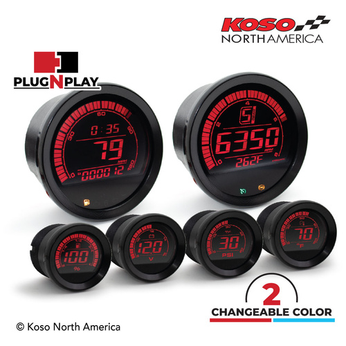 Koso HD-02 KIT WITH AMBIENT AIR TEMP. - 6 PCS KIT - BLACK BEZEL