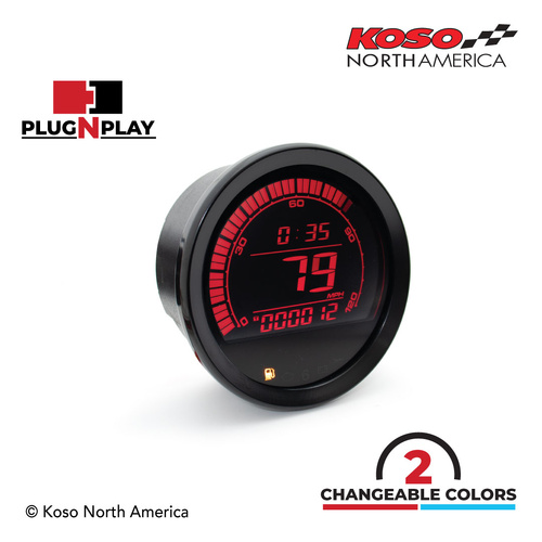 Koso HD-02S HARLEY-DAVIDSON 4'' SPEEDOMETER - BLACK BEZEL