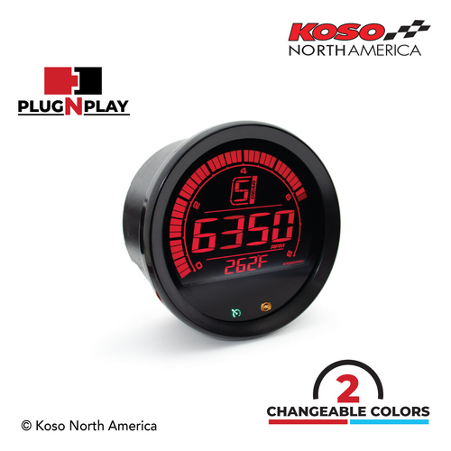 Koso HD-02R HARLEY-DAVIDSON 4'' TACHOMETER - BLACK BEZEL