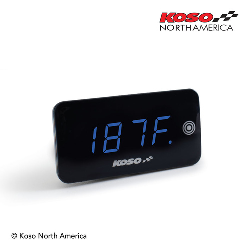 Koso SUPER SLIM TOUCH | Touch screen, volt & temperature meter (blue)