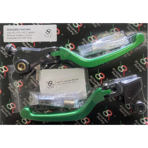 Bonamici Racing Lever Set For Kawasaki ZX10R (2016 - onwards) (Colour: Green)