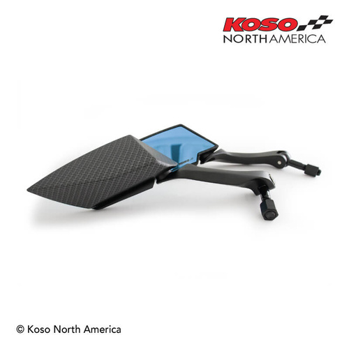 Koso TT-STYLE - MIRRORS -BLUE LENS/CARBON LOOK MATT STEM 10MM
