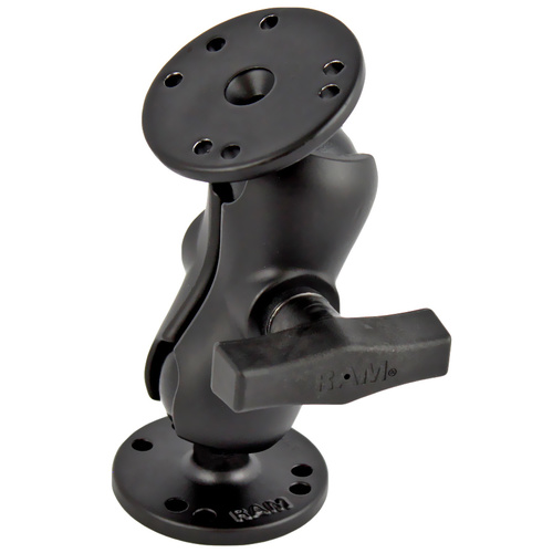 RAM-101U-B - RAM 1.5" Ball Mount with Short Double Socket Arm & 2/2.5" Round Bases That Contain The AMPs Hole Pattern