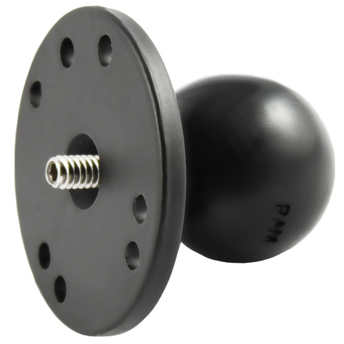 RAM-202AU - RAM 2.5" Round Base (AMPs Hole Pattern), 1.5" Ball & 1/4-20 Threaded Male Post for Cameras