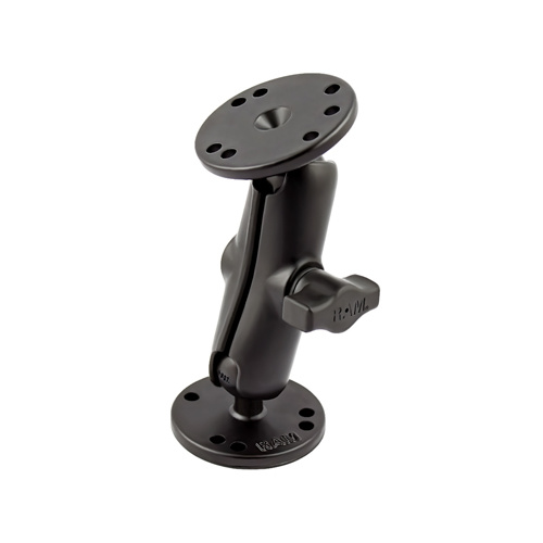 RAM-B-101U - RAM 1" Ball Mount With 2 x 2.5" Round Bases With AMPs Hole Pattern