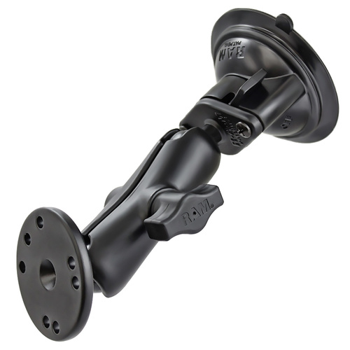 RAM-B-166-202U - RAM® Twist-Lock™ Suction Cup Double Ball Mount with Round Plate