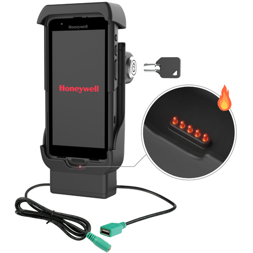 RAM Locking Powered Dock + USB-A for Honeywell CT40/45/47 - Heated Pins