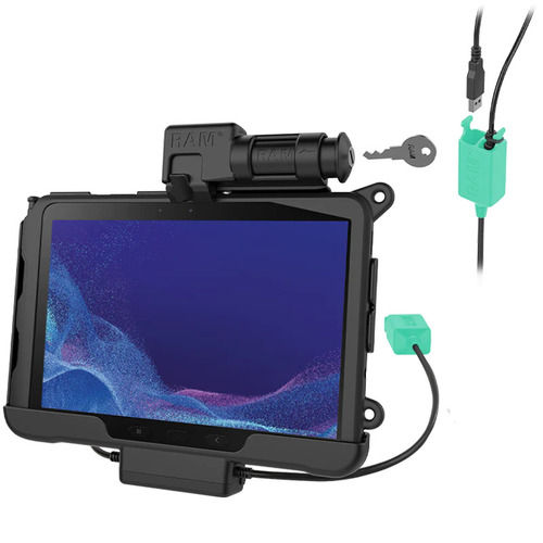RAM-HOL-SAM57PD2KLU - UNPKD RAM POWER AND DATA W/ 2 USB-A FEMALE SOCKETS KEYED LOCKING CRADLE FOR TAB ACTIVE PRO SUPPORTS HANDSTAND