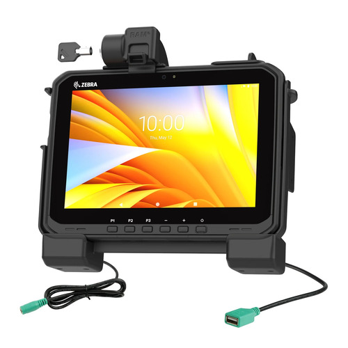 RAM-HOL-ZE25PDLU - RAM POWER + DATA LOCKING CRADLE FOR ZEBRA ET6X TABLETS