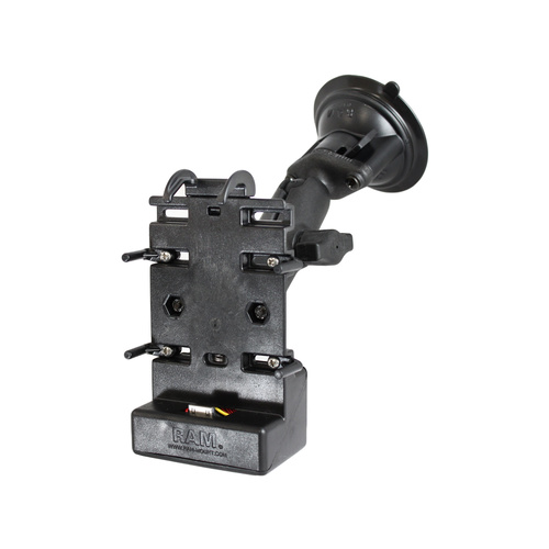 RAP-B-166-CO5PU :: RAM Composite Twist-Lock™ Suction Cup Mount with Universal Powered Cradle for HP iPaq