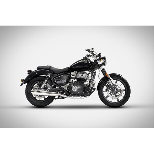 Zard Stainless Steel Slip-On Exhaust For Royal Enfield Super Meteor 650 (2023 - 2024) - Street Version
