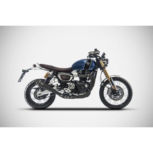 Zard Stainless Steel Full Exhaust For Triumph Scrambler 1200 (2021 - 2023) - Street Version - Black