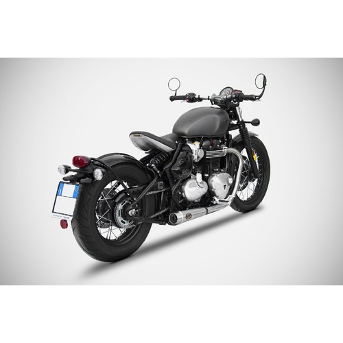 Zard Stainless Steel Slip-On Exhaust For Triumph Bobber 1200 (2017 - 2020) - Street Version, Black